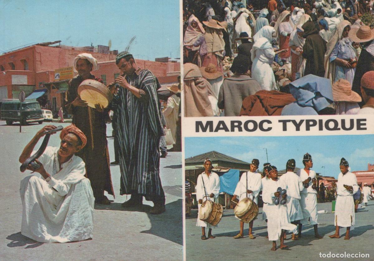 Postales: Morocco Typical Scenes Snake Charmer Musicians and Market Crowd *YAP863
