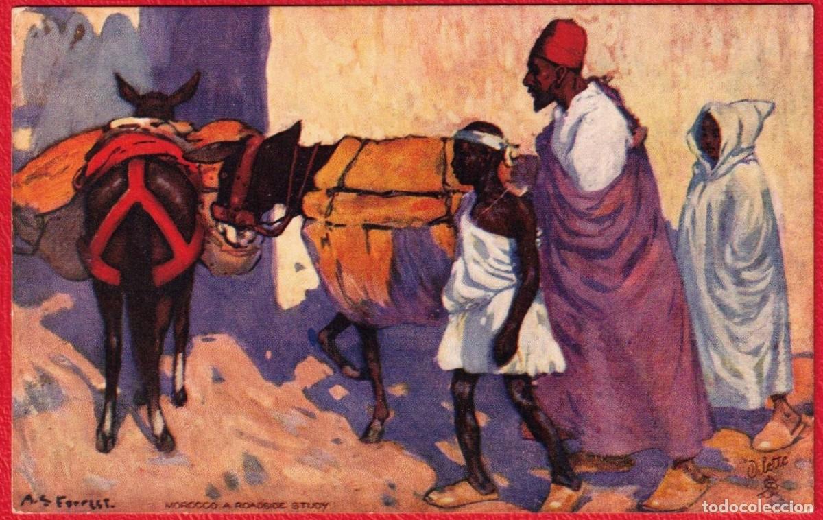 Postales: Marruecos Morocco A Roadside Study Estudio en el camino Tuck's Post Card Postal Antigua