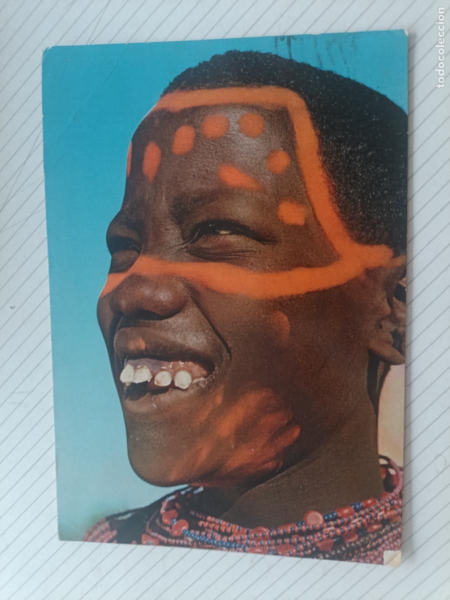 Postales: African girl. Circulada con sellos de Kenya