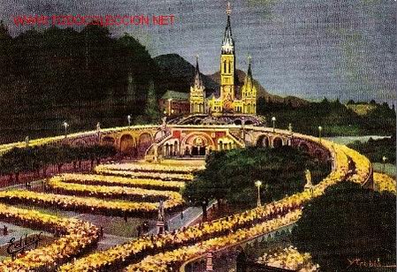 Postales: LOURDES-LA BASILICA ILUMINADA - Foto 1