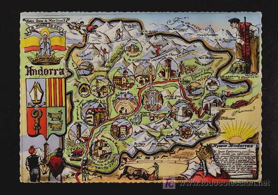 Postales: Postal d ANDORRA: Mapa (APA sense num) - Foto 1