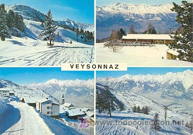 Postales: 7-1420. Postal Suiza. Veysonnaz Estaci&oacute;n Esqui