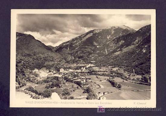 Postales: Postal d' ANDORRA: Andorra la Vella i al fons Les Escaldes (Claverol num.416)
