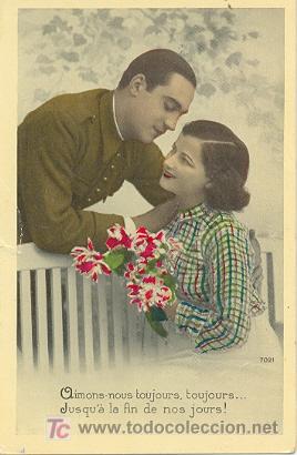 Postcards: 7-2ay80. Postal Antigua. Romantica. Francia n&ordm; 7021. coloreada