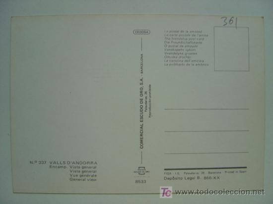 Postales: POSTAL ANDORRA - REF. K-361 - Foto 2