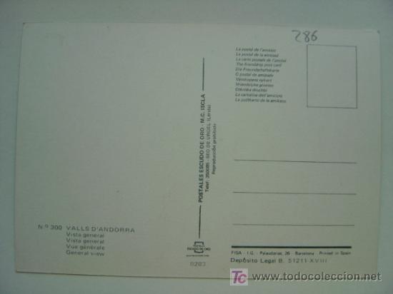 Postales: POSTAL ANDORRA - REF. K-286 - Foto 2