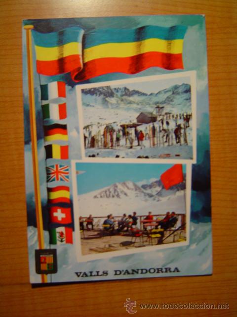 Postales: POSTAL VALLS D&acute;ANDORRA PAS DE LA CASA PISTAS DE ESQUI REFUGI VILADOMAT SIN CIRCULAR