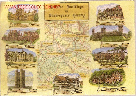 Postales: Postal de Inglaterra, edificios hist&oacute;ricos en la vida de Shakespeare. - Foto 1
