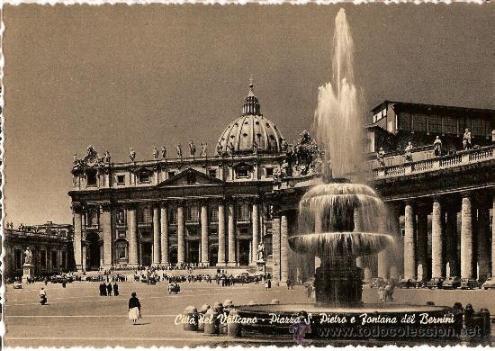 Postais: ANTIGUA POSTAL ROMA CITTA DEL VATICANO PIAZZA S PIETRO E FONTANA DEL BERNINI