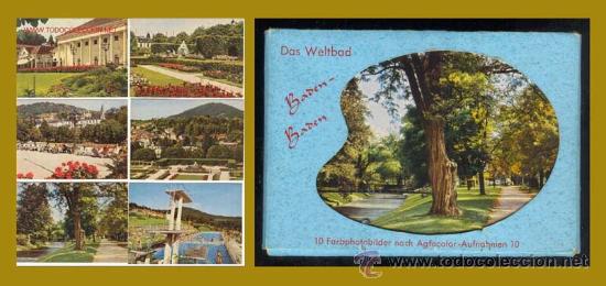 Postais: Estuche con 10 mini postales de Baden-Baden / Agfacolor / A&ntilde;os 50 / 10.6 x 7.7 cm.