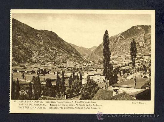 Postales: Postal d' ANDORRA: Encamp, vista general. Al fons Radio Andorra (Claverol num.57)