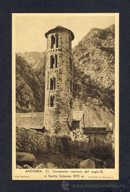 Postales: Postal d' ANDORRA: Campanar rom&agrave;nic a Santa Coloma (Pantebre num.31)