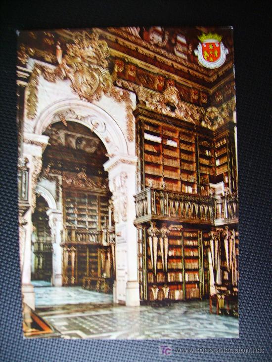 Postais: coimbra, universidad,interior de la biblioteca