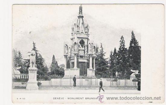 Postales: 6019  - ANTIGUA POSTAL Ginebra Monumento Brunswick (Circulada 1923)