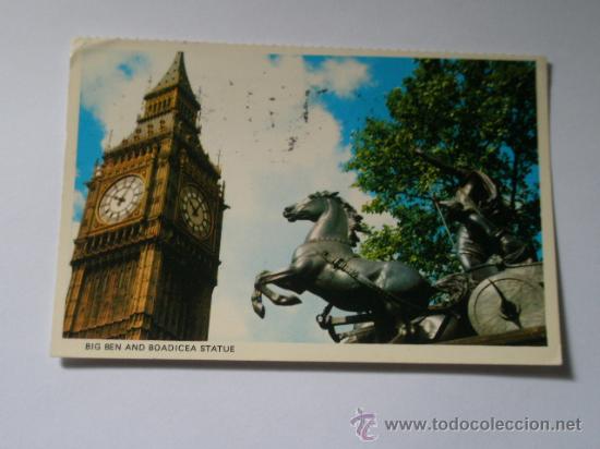 Postales: Postal del Big Ben and Boadicea statue , Londres, circulada - Foto 1