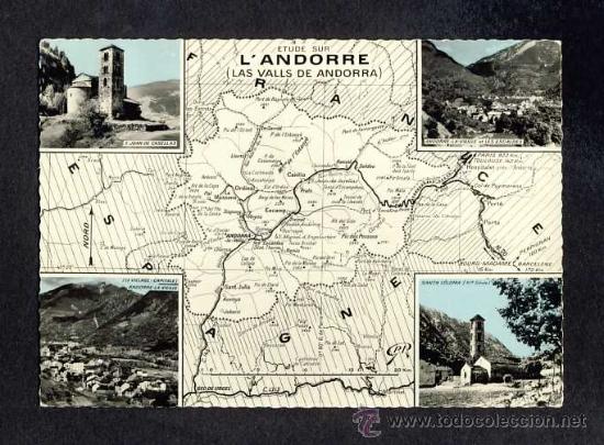 Postales: Postal d' ANDORRA: 4 vistes i 1 mapa (Ed.YVON num.IBX 38)