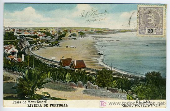 Cartoline: ESTORIL, PORTUGAL, PRAIA DO MONT ESTORIL, RIVIERA DE PORTUGAL, GRAN HOTEL,    P27920
