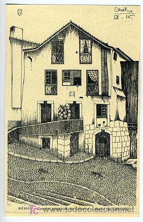 Cartoline: ALFAMA, PORTUGAL, QUARTIER POPULAIRE DE LISBONNE, DESSIN DE CANELAS, ILUSTRADA,     P27958