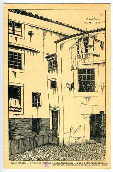 Cartoline: MOURARIA, PORTUGAL, QUARTIER POPULAIRE DE LISBONNE, DESSIN DE CANELAS, ILUSTRADA,     P27961