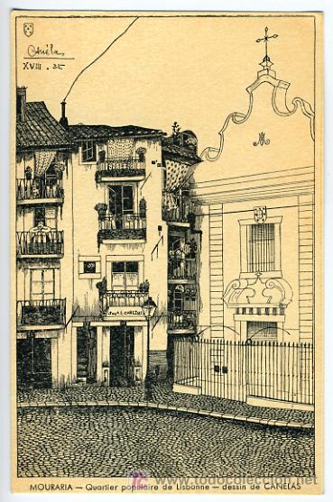 Cartoline: MOURARIA, PORTUGAL, QUARTIER POPULAIRE DE LISBONNE, DESSIN DE CANELAS, ILUSTRADA,     P27962
