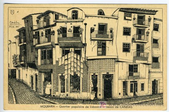 Cartoline: MOURARIA, PORTUGAL, QUARTIER POPULAIRE DE LISBONNE, DESSIN DE CANELAS, ILUSTRADA,     P27964