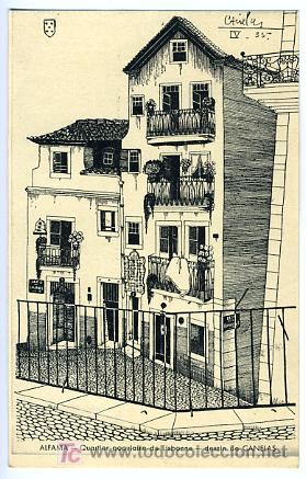 Cartoline: ALFAMA, PORTUGAL, QUARTIER POPULAIRE DE LISBONNE, DESSIN DE CANELAS, ILUSTRADA,     P27966