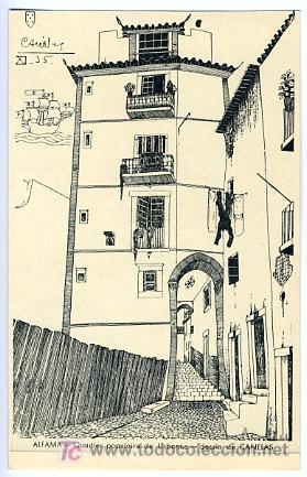 Cartoline: ALFAMA, PORTUGAL, QUARTIER POPULAIRE DE LISBONNE, DESSIN DE CANELAS, ILUSTRADA,     P27968
