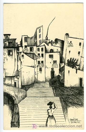 Cartoline: ALFAMA, PORTUGAL, ESCADA DA ADI&Ccedil;A, ILUSTRADA,     P27969