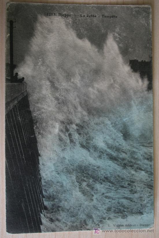 Postales: Postal Dieppe. La Jet&eacute;e. Temp&ecirc;te. Sin circular - Foto 1