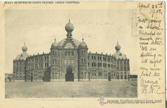 Postales: LISBOA. PLAZA DE TOROS. CIRCULADA EN 1902. - Foto 1