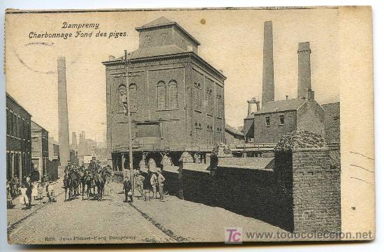 Postais: Dampremy. Charbonage Fond des piges. Edit. Jules Plumet-Facq. Circulada en 1913
