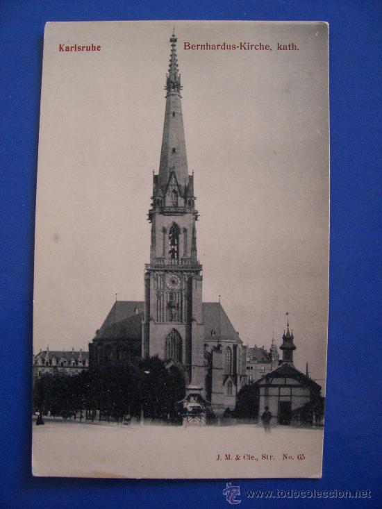 Postales: postal alemana:  karlsruhe bernhardus-kirche, kath. (j.m.&cie, str. n&ordm;65 sin circular)