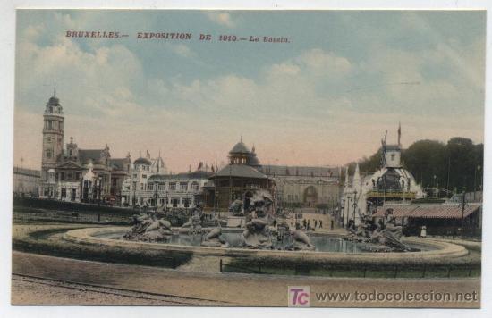Cartoline: Bruxelles.- Exposition de 1910 - Le Bassin.  &iexcl;IMPECABLE!