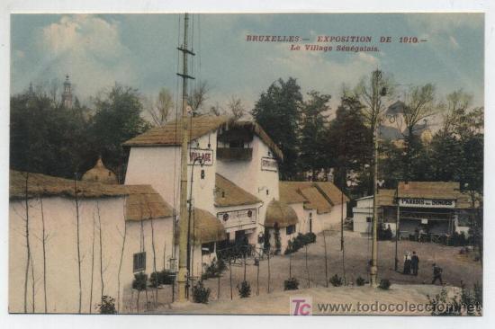 Postales: Bruxelles.- Exposition de 1910 - Le Village Senegalais.