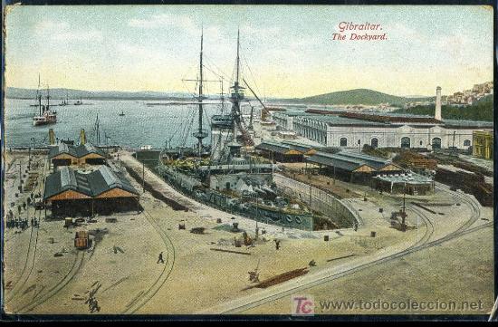 Postcards: TARJETA POSTA GIBRALTAR.THE DOCKYARD. BEANLAND & CO.
