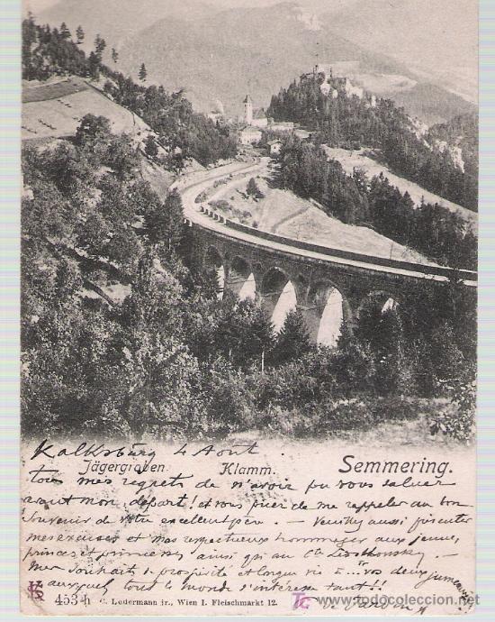 Postkarten: Semmering. Franqueado y fechado en Marktl en 1904.