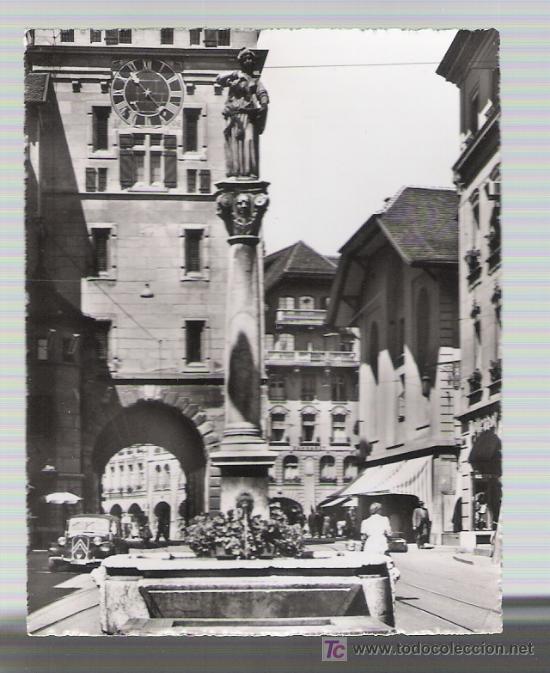 Postkarten: Berna.- la fontaine de Seiler et la Tour des Prisons. (9x7)