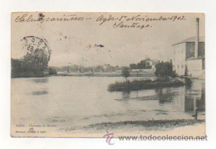 Postais: AGDE. CHAUSS&Eacute;E DU MOULIN. (REVERSO SIN DIVIDIR).
