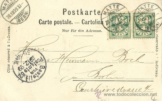 Postales: BERNA. CIRCULADA EN 1899. - Foto 2