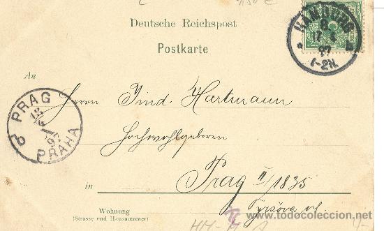 Postales: HAMBURGO. EDIFICIO DE LA BOLSA. CIRCULADA EN 1897. - Foto 2