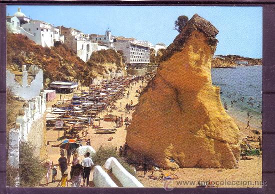 Postkarten: ALBUFEIRA - EL PENECO EN LA PLAYA DE LA VILLA - PORTUGAL
