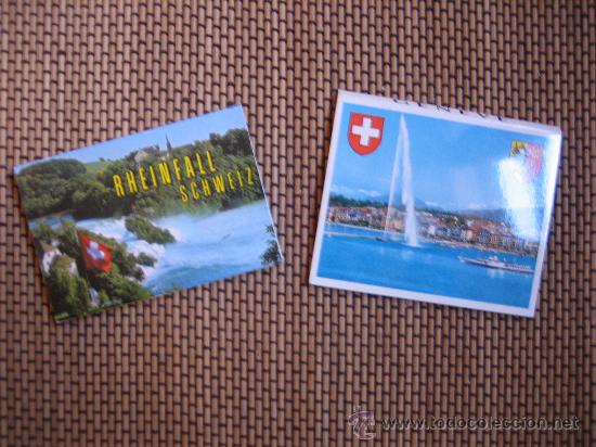 Postais: Suiza: Acordeones con postales de Ginebra y de las cataratas Schweiz. A&ntilde;os 70