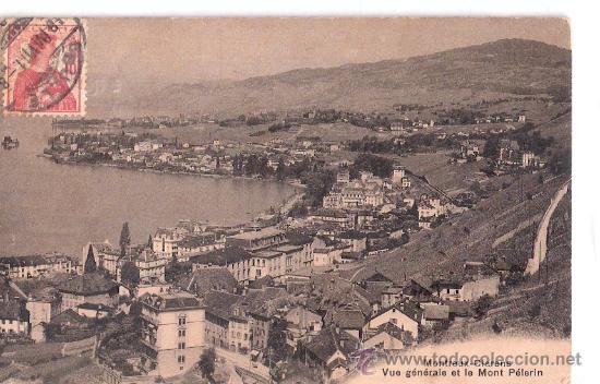 Postkarten: TARJETA POSTAL. SUIZA. MONTREUX-CLARENS. VUE GENERALE ET LE MONT PELERIN. N&ordm; 2768. EDT. LOUIS BURGY.
