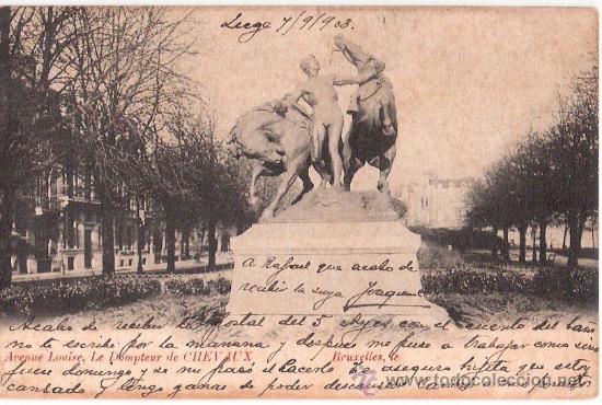 Postcards: TARJETA POSTAL. BELGICA. BRUXELLES. AVENUE LOUISE, LE DOMPEUR DE CHEVAUX.