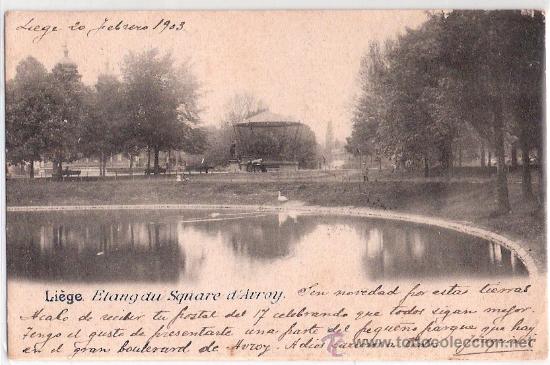 Cartoline: TARJETA POSTAL. BELGICA. LIEGE. ETANG DU SQUARE D AVROY.