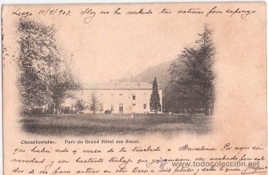 Postkarten: TARJETA POSTAL. BELGICA. CHAUDFONTAINE. PARC DU GRAND HOTEL DES BAINS.