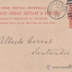 Postales: GRAN BRETAÑA E IRLANDA - GLOUCESTER - SANTANDER - 1892. Lote 24693501