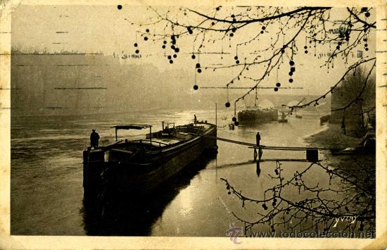 Postales: Paris. Barcazas en el Sena - Foto 1