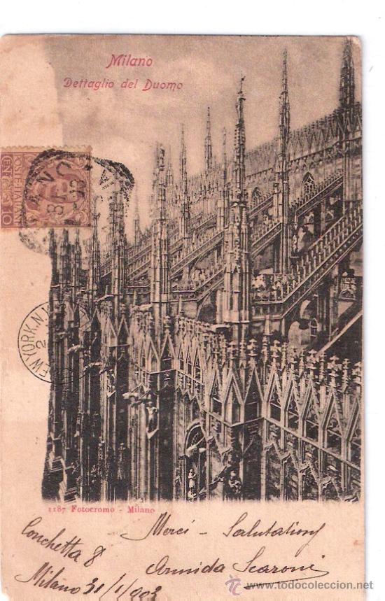 Postkarten: TARJETA POSTAL DE ITALIA. MILANO. DETTAGLIO DEL DUOMO. N&ordm; 1187. FOTOCROMO - MILANO.