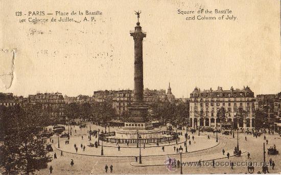 Postales: POSTAL PARIS FRANCIA PLAZA DE LA BASTILLA 128 EDITIONS A.PAPEGHIN,PARIS-TOURS
